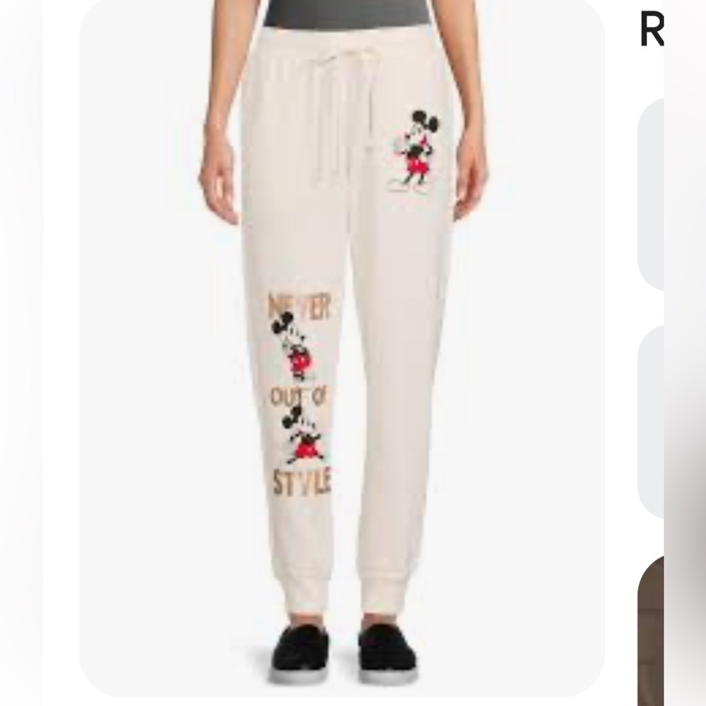 Disney Mickey Mouse Women’s Joggers - Cream and Red Size XXL